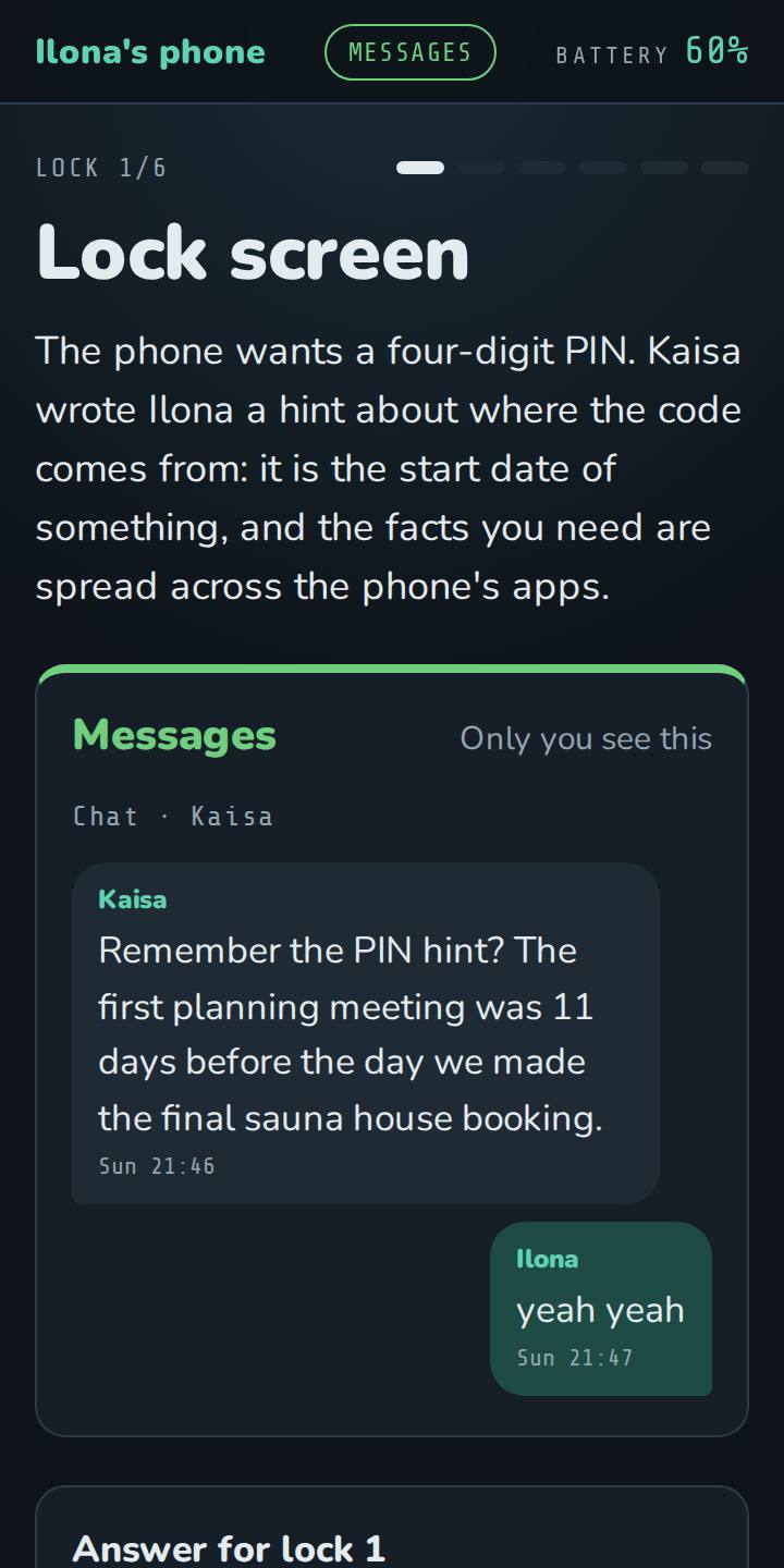 A player's own view of the Messages app