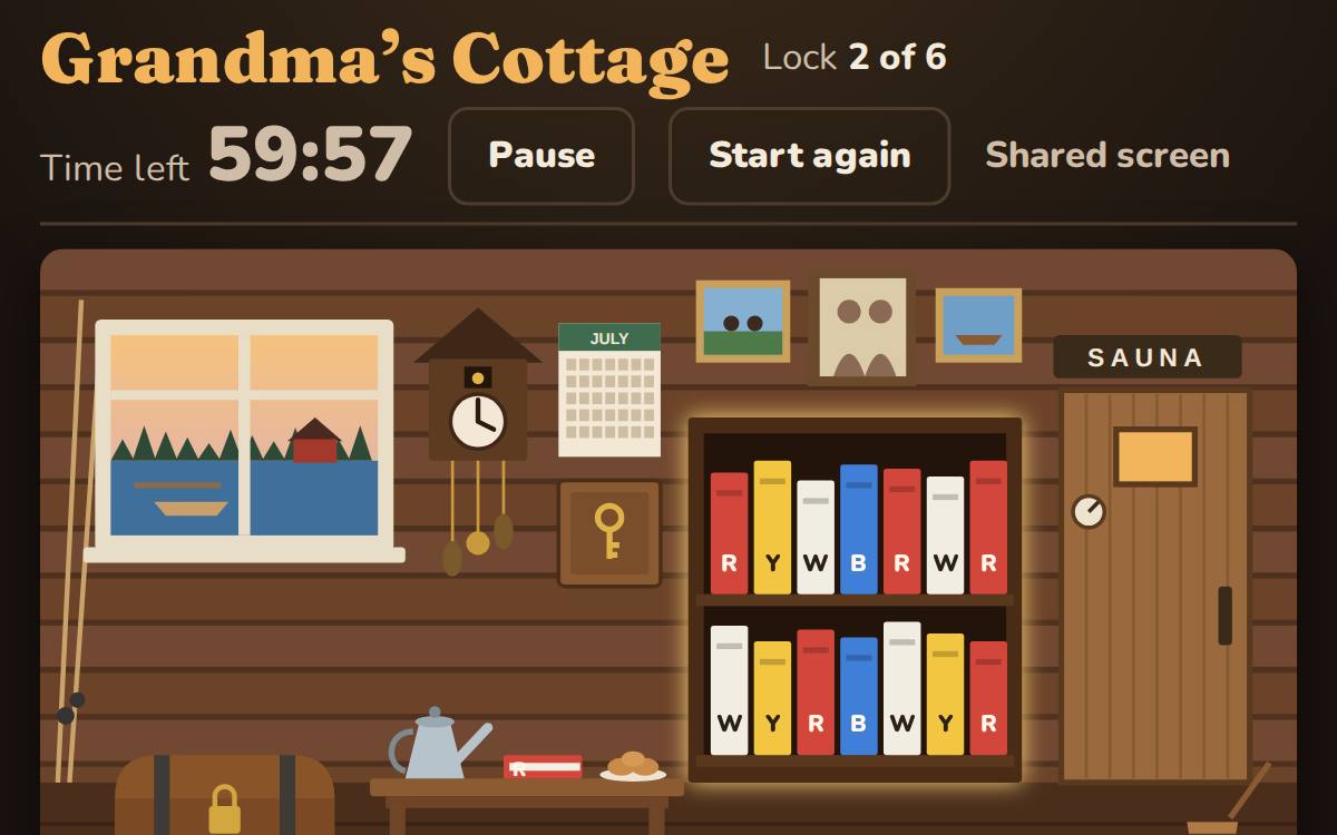 The shared screen: the cottage, the lock and the clock