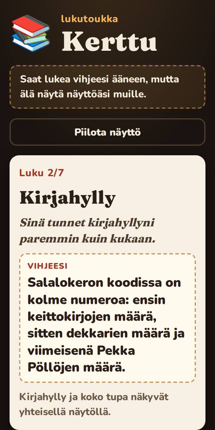 Serkun kirje puhelimessa: jokaisella on oma vihjeensä