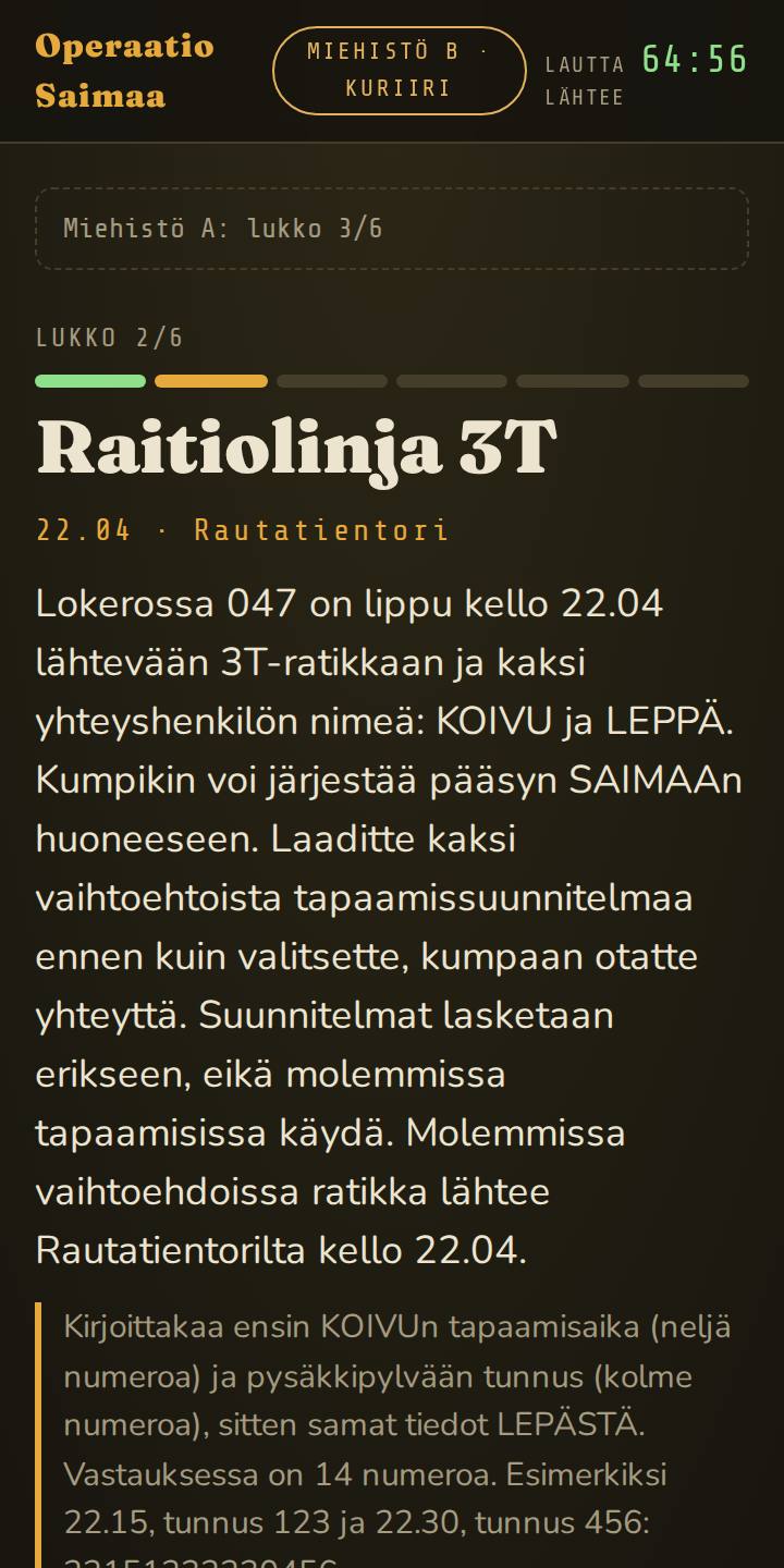 Kisa: kaksi miehistöä ratkoo samoja pulmia kilpaa
