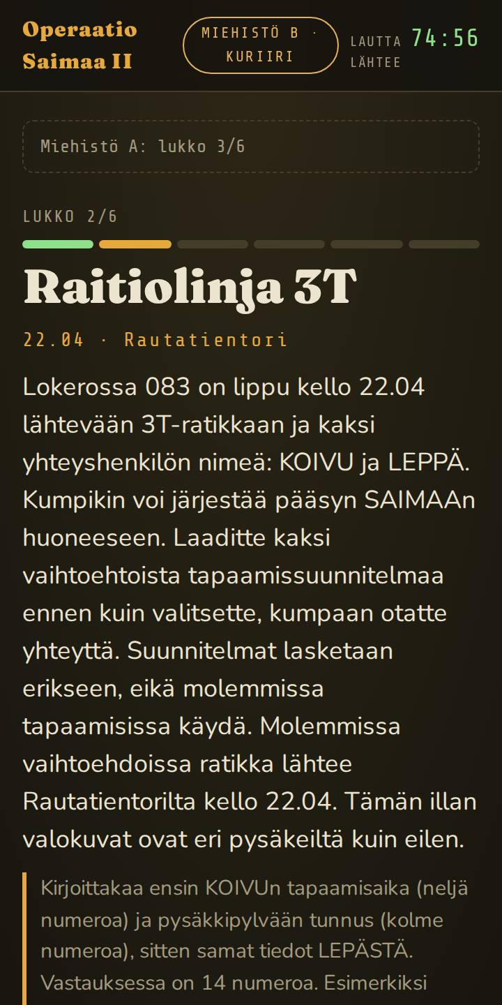 Kisa: kaksi miehistöä ratkoo samoja pulmia kilpaa